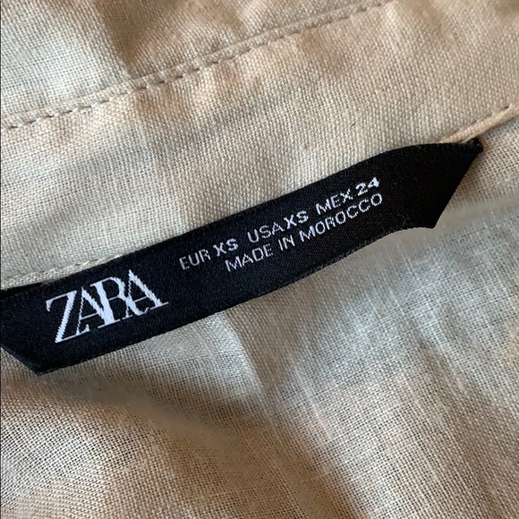 Zara Cotton Beige Belted Midi Tiered Dress - Picture 5 of 5